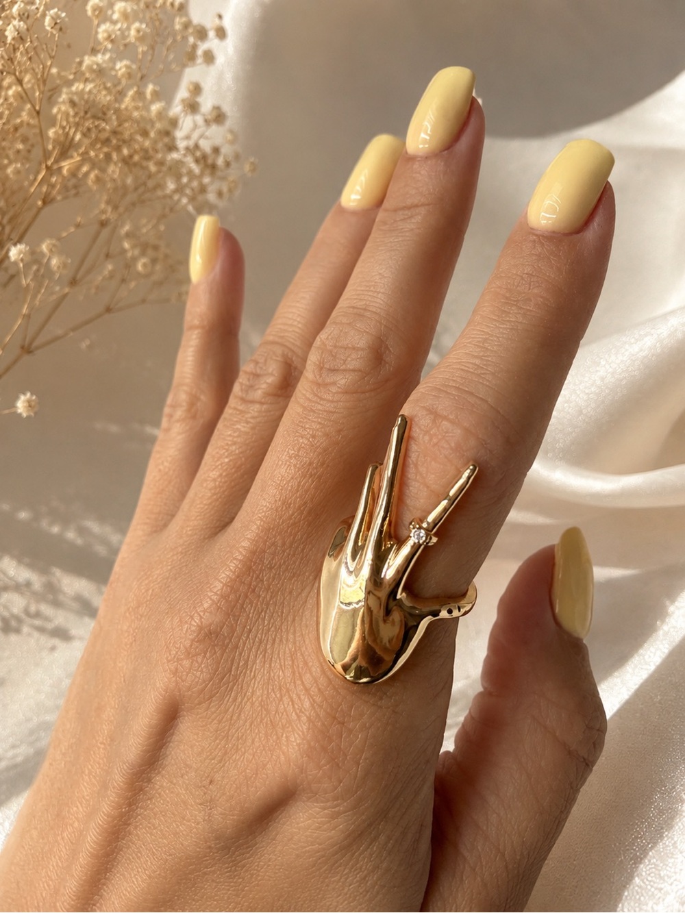 Anthropologie Gold Sculptural Hand Ring
